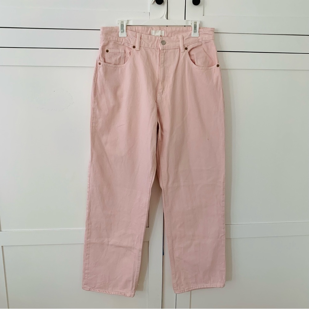 H&M Light Pink High Waist Straight Jeans Size 12
